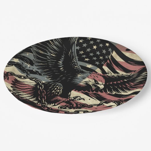 アメリカ国旗ハゲ・イーグル愛国心 ペーパープレート (アングル)