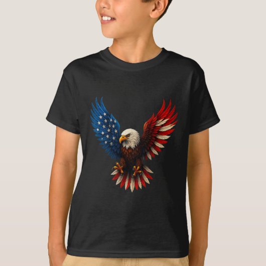 アメリカ国旗ハゲ・イーグル愛国的イーグルJu4位 Tシャツ (正面)