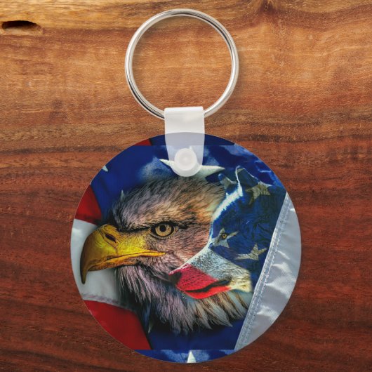 アメリカ国旗ハゲ・イーグル・ウルフ キーホルダー (正面)