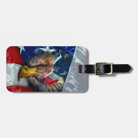 アメリカ国旗ハゲ・イーグル・ウルフ ラゲッジタグ (正面横)