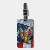 アメリカ国旗ハゲ・イーグル・ウルフ ラゲッジタグ (正面縦)