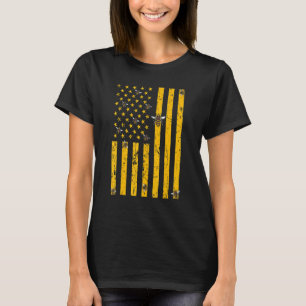 アメリカ国旗ハチ昆虫飼育者はちみつ養蜂 Tシャツ