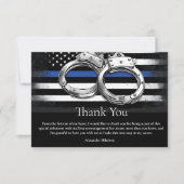 アメリカ国旗ハンドカフス警察士官学校卒業 サンキューカード (正面)