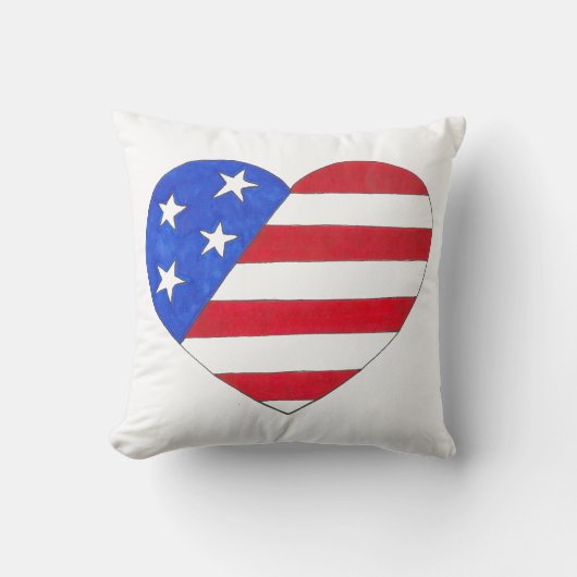 アメリカ国旗ハートアメリカ愛国的スターストライプズ クッション (正面)