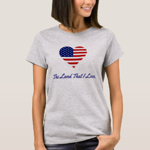 アメリカ国旗ハートアメリカ私の愛する土地 Tシャツ