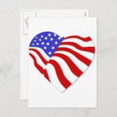 アメリカ国旗ハートアメリカUSAバレンタ人気があるイン シーズンポストカード (正面/裏面)