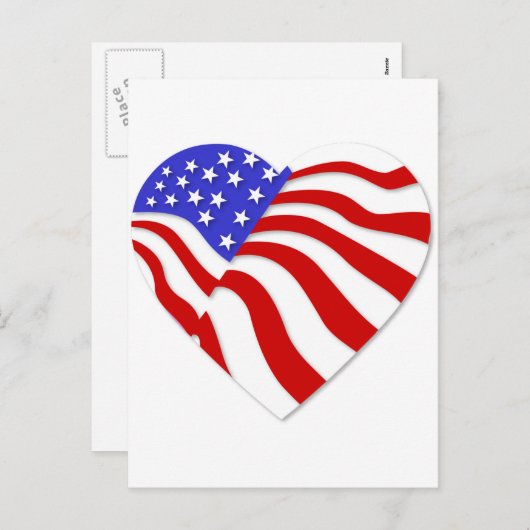 アメリカ国旗ハートアメリカUSAバレンタ人気があるイン シーズンポストカード (正面/裏面)
