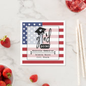 アメリカ国旗ハートキャップ卒業年 スタンダードカクテルナプキン (インサイチュ)