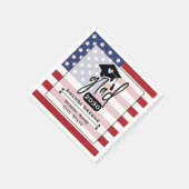 アメリカ国旗ハートキャップ卒業年 スタンダードカクテルナプキン (角)