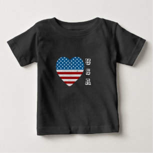 アメリカ国旗ハートスストライプターズUSA ベビーTシャツ