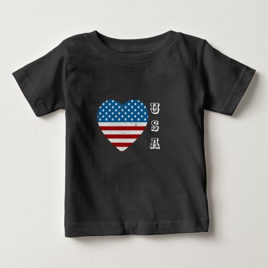 アメリカ国旗ハートスストライプターズUSA ベビーTシャツ (正面)