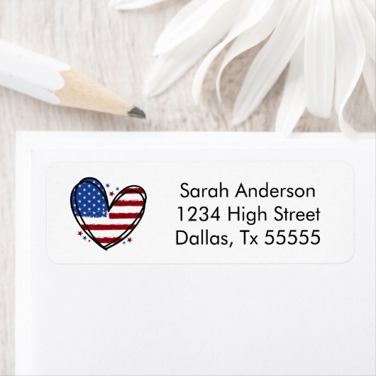 アメリカ国旗ハート愛国心 ラベル (インサイチュ)