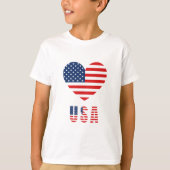 アメリカ国旗ハート柄の少年用Tシャツ Tシャツ (正面)