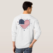アメリカ国旗ハート - 愛国USAラブシンボル Tシャツ (裏面フル)
