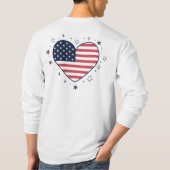 アメリカ国旗ハート - 愛国USAラブシンボル Tシャツ (裏面)