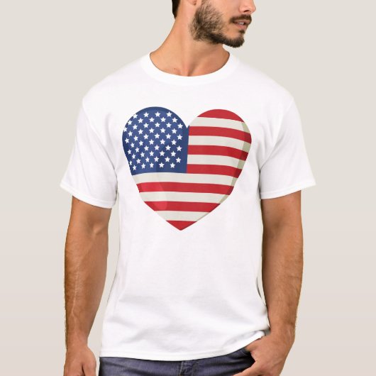 アメリカ国旗ハート Tシャツ (正面)