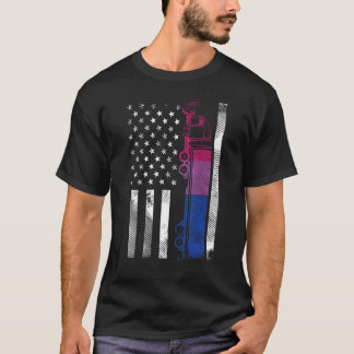 アメリカ国旗バイセクシュアルトラックBiプライドLgbtq Dri Tシャツ