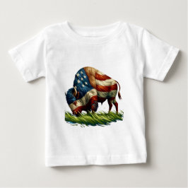 アメリカ国旗バッファローバイソン ベビーTシャツ