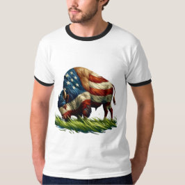 アメリカ国旗バッファローバイソン Tシャツ