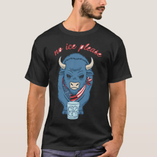 アメリカ国旗バンダナ 怒ったバイソン 氷は要らない - Grumpy Bison No Ice Pl Tシャツ