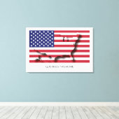 アメリカ国旗パトリオティックホームカスタマイズ文字 キャンバスプリント (インサイチュ (ウッドフロア))