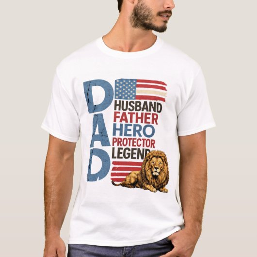 アメリカ国旗パパライオン愛国心あふれるTシャツ Tシャツ (正面)