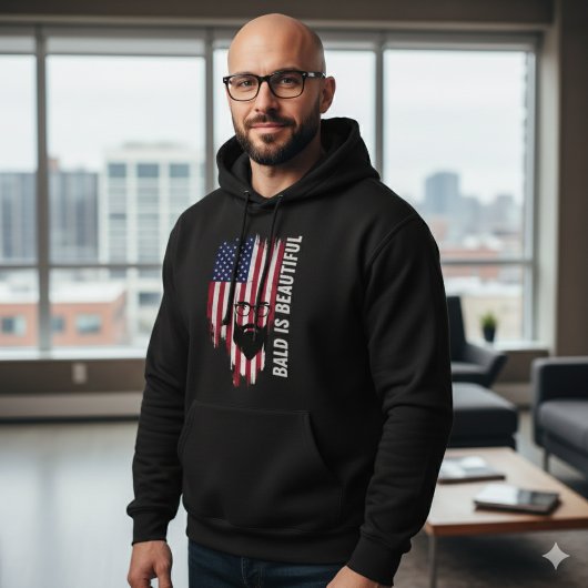 アメリカ国旗パーカー Bald Is Beautiful パーカ