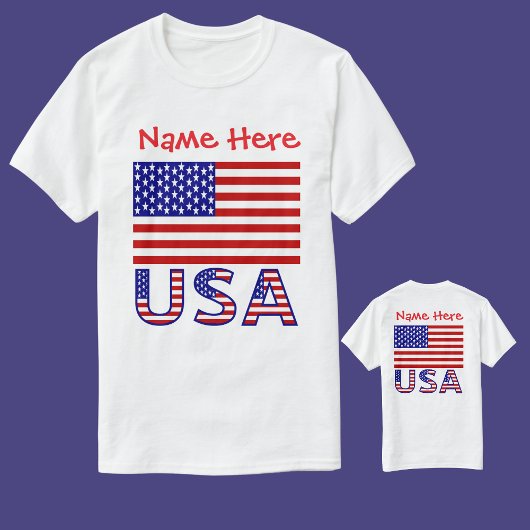 アメリカ国旗パーソナライズされたのレッドメンズ Tシャツ