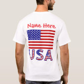 アメリカ国旗パーソナライズされたのレッドメンズ Tシャツ (裏面)