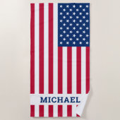 アメリカ国旗パーソナライズされたの国名 ビーチタオル (正面)