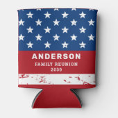 アメリカ国旗パーソナライズされたアメリカ愛国家族 缶クーラー (正面)