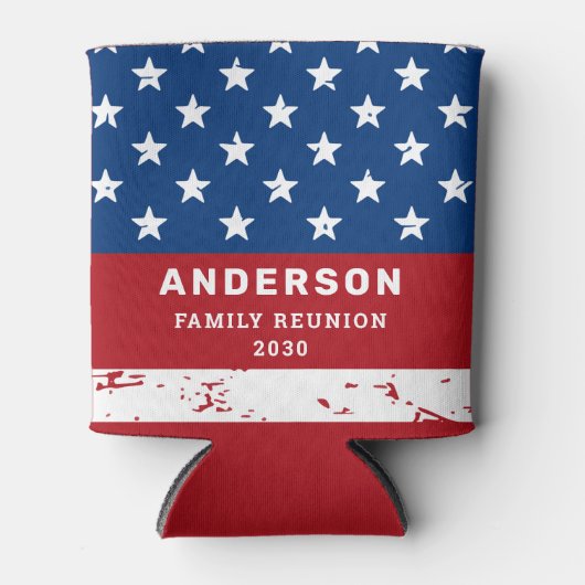 アメリカ国旗パーソナライズされたアメリカ愛国家族 缶クーラー (正面)