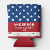 アメリカ国旗パーソナライズされたアメリカ愛国家族 缶クーラー (裏面)