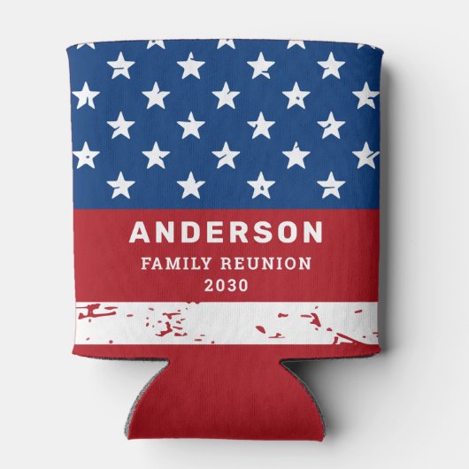 アメリカ国旗パーソナライズされたアメリカ愛国家族 缶クーラー (裏面)