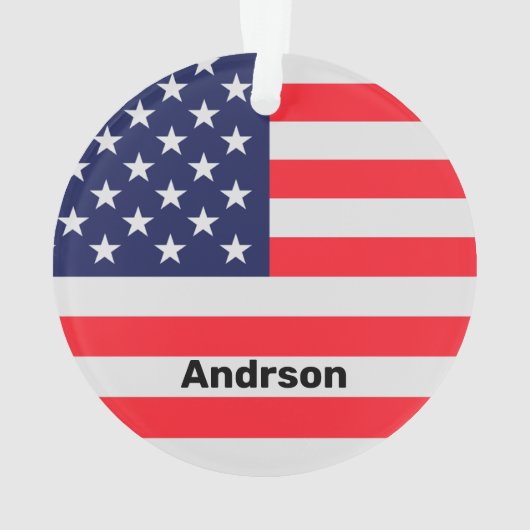 アメリカ国旗パーソナライズされた愛国星ストライプたち オーナメント (裏面)