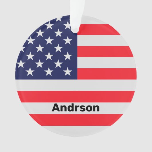 アメリカ国旗パーソナライズされた愛国星ストライプたち オーナメント (正面)