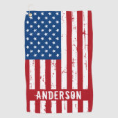 アメリカ国旗パーソナライズされた愛国星ストライプたち ゴルフタオル (正面)