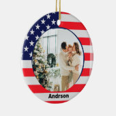 アメリカ国旗パーソナライズされた愛国星ストライプたち セラミックオーナメント (右)