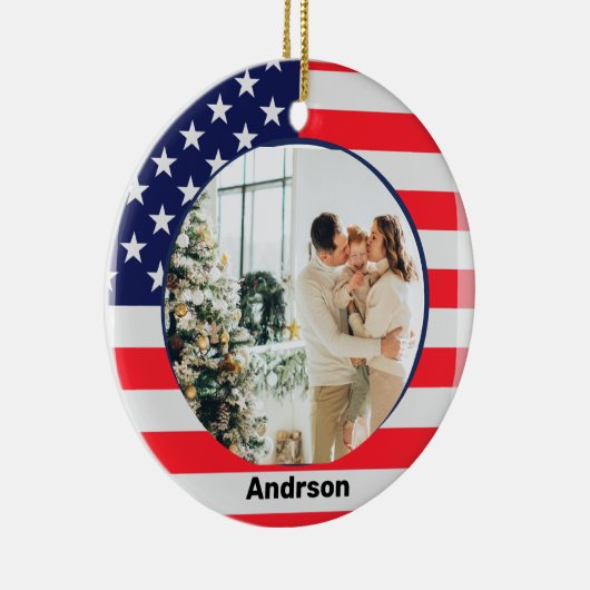 アメリカ国旗パーソナライズされた愛国星ストライプたち セラミックオーナメント (右)