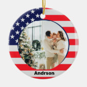アメリカ国旗パーソナライズされた愛国星ストライプたち セラミックオーナメント (正面)