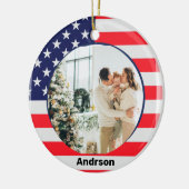 アメリカ国旗パーソナライズされた愛国星ストライプたち セラミックオーナメント (左)