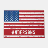 アメリカ国旗パーソナライズされた愛国星ストライプたち ドアマット (正面)