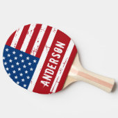 アメリカ国旗パーソナライズされた愛国星ストライプたち 卓球ラケット (横)