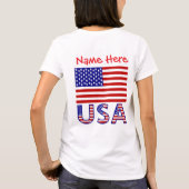 アメリカ国旗パーソナライズされた赤人女性 Tシャツ (裏面)