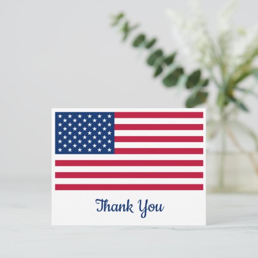 アメリカ国旗パーソナライズされた軍隊ありがとう ポストカード (スタンド正面)