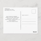 アメリカ国旗パーソナライズされた軍隊ありがとう ポストカード (裏面)