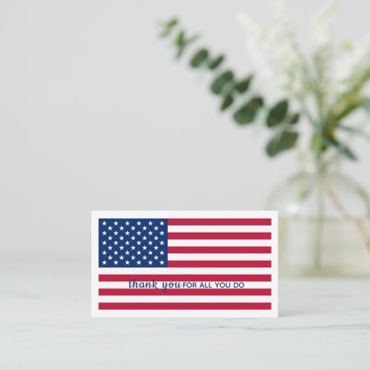 アメリカ国旗パーソナライズされた軍隊ありがとう 名刺 (スタンド正面)
