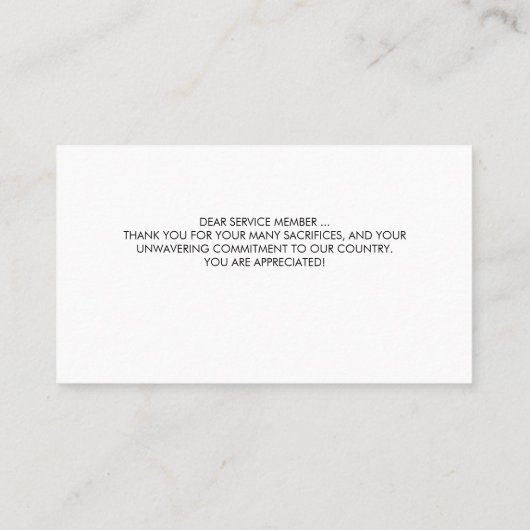 アメリカ国旗パーソナライズされた軍隊ありがとう 名刺 (裏面)