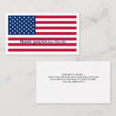 アメリカ国旗パーソナライズされた軍隊ありがとう 名刺 (正面/裏面)