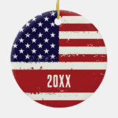 アメリカ国旗パーソナライズされたUSA セラミックオーナメント (裏面)